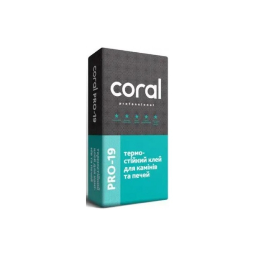 Coral Pro -19 клей для камінів та печей термостійкий 25 кг